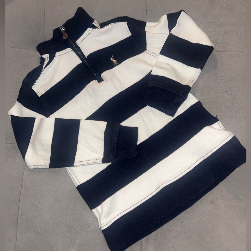 Polo Striped Black and White Kids Pullover SZ 4T